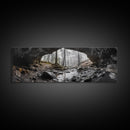 Forest Cave, Woodland Stream, Natural Light, Hidden Path, Framed Canvas Print, Cabin Wall Art, Rustic Decor, Adventure Photography