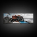 Coastal Villa, Ocean View, Infinity Pool, Sunset Escape, Framed Canvas Print, Beach House Decor, Mediterranean Art, Living Room Wall Art