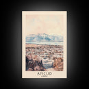 Ancud, Chile Watercolor Print, Vacation Gift, Chile Wall Art, Beach Painting, Beach Decor, Large Wall Art, Wood Frame Art