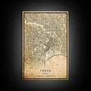 Tokyo Japan map print poster or framed canvas, Tokyo map print poster canvas, Tokyo Japan city map print poster canvas, Vintage Travel Art