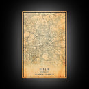 Vintage Berlin Germany map print poster or framed canvas, Berlin map print poster canvas, Berlin city map print poster canvas, Travel Art