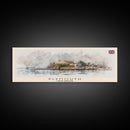 Plymouth United Kingdom Panoramic Travel Poster, Framed Canvas Print or Metal Wall Art, Travel Art, Home Decor, Panoramic Painting, Midcentury Art