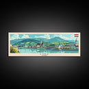 Linz Austria Panoramic Travel Poster, Framed Canvas Print or Metal Wall Art, Travel Art, Home Decor, Panoramic Painting, Midcentury Art