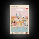 Astrakhan Russia Travel Poster Framed Canvas Print, Midcentury Modern Art, Pop Art Wall Decor, Home Decor, Vacation Gift, Living Room Art