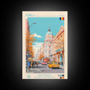 Brăila Romania Travel Poster Framed Canvas Print, Midcentury Modern Art, Pop Art Wall Decor, Home Decor, Vacation Gift, Living Room Art
