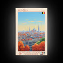 Brussels Belgium Travel Poster Framed Canvas Print, Midcentury Modern Art, Pop Art Wall Decor, Home Decor, Vacation Gift, Living Room Art