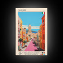 Cagliari Italy Travel Poster Framed Canvas Print, Midcentury Modern Art, Pop Art Wall Decor, Home Decor, Vacation Gift, Living Room Art