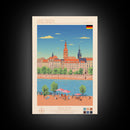 Dresden Germany Travel Poster Framed Canvas Print, Midcentury Modern Art, Pop Art Wall Decor, Home Decor, Vacation Gift, Living Room Art