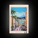 Nice France Travel Poster Framed Canvas Print, Midcentury Modern Art, Pop Art Wall Decor, Home Decor, Vacation Gift, Office Art