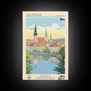 Olomouc Czech Republic Travel Poster Framed Canvas Print, Midcentury Modern Art, Pop Art Wall Decor, Scenic Wall Art, Living Room Decoration, Office Gift