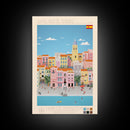 Santa Cruz de Tenerife Spain Travel Poster Framed Canvas Print, Midcentury Modern Art, Pop Art Wall Decor, Living Room Art, Bedroom Decoration