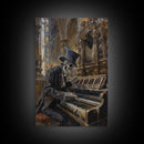 Halloween Skeleton Playing the Organ in Gothic Church - Creepy Skeleton Musician in Haunted Cathedral - Halloween Art Print - Gothic Decor