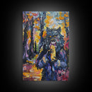 Halloween Art with a Man Holding a Hamburger, Capturing Horror and Humor in One Spooky Wall Art Piece