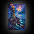 Stormy Lighthouse, Halloween Art Print, Spooky Home Decor, Framed Canvas Print, Creepy Art, Halloween Wall Decor, Seasonal Wall Art