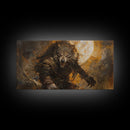 There Werewolf, Dark Academia Portrait, Framed Canvas Print, Victorian Werewolf Oil Painting, Spooky Decor