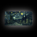 Spooky Vibes Cemetery Grave Yard, Framed Canvas Print, Halloween Decor, Spooky Month Wall Art