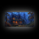Dark Academia Victorian Mansion Framed Canvas Print, Victorian Oil Painting, Spooky Vibes Halloween Wall Art