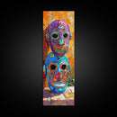 Colorful Tribal Art Painting Framed on Canvas, Spanish Style Canvas Painting, Vertical Framed Art for Living Room, Modern Canvas Art