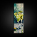 Vertical Martini Wall Art Framed and Printed on Canvas, Oversized Martini Poster, Bar Art Painting, Textured Painting, Kitchen Wall Art