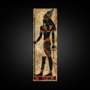 Egyptian Art Depiction of Osiris - Framed Canvas Print, Midcentury Modern Wall Art, Skinny Art, Tall Art, Living Room Decor