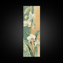 Skinny Art Tall Art Framed Canvas Print Orchids In Delicate Tones With Subtle Background Elements Ukiyo-e Japanese Style Art Wood Block Print