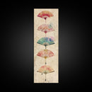 Japanese Folding Fans Cultural Art On Framed Canvas Print In Ukiyo-e Style Tall Skinny Traditional Wood Block Wall Decor