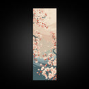 Cherry Blossom Branches Pale Background Japanese Style Tall Skinny Framed Canvas Print Wall Art