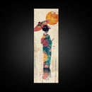 Ukiyo-e Art, Skinny Art, Tall Art, Japanese Style Art, Geisha With Umbrella Wood Block Print Framed Canvas Print