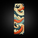 Abstract Wave Pattern With Vibrant Colors - Skinny Art Tall Art Framed Canvas Print Japanese Style Art Ukiyo-e Art