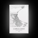 Corpus Christi Street Map, Texas Map, City Map Art, Minimalist Art, Wall Art, Canvas Print, Travel Wall Décor, Gift For Dad, Office Décor