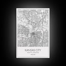 Kansas City Street Map, Missouri Map, City Map Art, Modern Wall Art, Wall Art, Canvas Print, Birthday Gift, Master Bedroom, Travel Wall Art