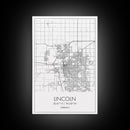 Lincoln Street Map, Nebraska Map, City Map Art, Modern Wall Art, Wall Art, Canvas Print, Travel Wall Decor, Black And White Art, Wife Gift