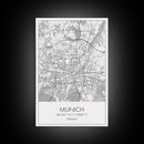 Munich Street Map, Germany Map, Europe City Map Art, Modern Art, Wall Art, Canvas Print, Dorm Wall Décor, Holiday Gift, Travel Wall Print