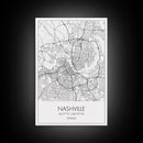 Nashville Street Map, Tennessee Map, City Map Art, Modern Art, Wall Art, Canvas Print, Music Studio Art, Gift For Music Lover, Travel Art