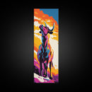 Vibrant Bull Art Framed Canvas Print Colorful Southwest Wall Art, Blotter Art, Chicano Art, Moody Art, Gift Idea, Above Sofa Art