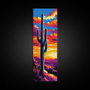 Saguaro Cactus Sunset Framed Canvas Print, Southwest Wall Art, Joshua Tree Art, Desert Art, Bright Colorful Wall Art, Rustic Decor, Gift Idea