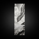 Flowing Fabric Over Ocean, Framed Canvas Print, wabi sabi art, coastal decor, boho art, minimalist art, above couch art, panoramic painting