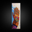 Vibrant Cowboy Glove Chicano Art Framed Canvas Print Whimsical Art Western Wall Art Colorful Home Decor Living Room Art