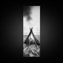 Beach Bonfire, Minimalist Art, Framed Canvas Print, nautical wall art, rustic decor, coastal painting, zen wall art, moody art, minimalist art
