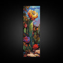 Vibrant Cactus Bloom Desert Painting Framed Canvas Print | Southwest Wall Art | Joshua Tree Art | Botanical Prints | Wildflower Painting