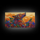 Howling Wolf, wolf painting, southwestern wall art, dark romance painting, framed canvas print, moody art, above bed wall art