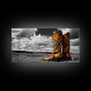 Embroidered Cowboy Boots Canvas Print | Western Wall Art | Chicano Art | Moody Art | Rustic Decor | Southwest Art | Extra Wide Art