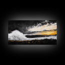 Ocean Waves, coastal wall art, nautical painting, seascape painting, moody art, extra wide art, framed canvas print, panoramic painting