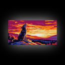 Howling Wolf, mountain painting, pine tree art, rustic decor, panoramic painting, southwest wall art, landscape painting, Canvas Print, gift