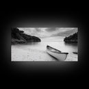 Rowboat, Seascape Painting, Nautical Wall Art, Extra Wide Art, Rustic Wall Art, Coastal Painting, Minimalist Art, Framed Canvas Print