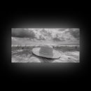 Straw Hat, Coastal Landscape Art, Wabi Sabi Art, Beach Wall Art, Rustic Decor, Extra Wide Art, Coastal Cowgirl Art, Canvas Print