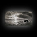 Buffalo, seascape painting, coastal landscape art, rustic decor, farmhouse art, panoramic painting, extra wide art, framed canvas print