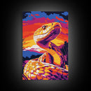 Rattlesnake Sunset, Bold Snake Art, Vibrant Southwest Decor, Wildlife Art, Nature Painting, Canvas Print, Living Room Art