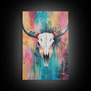 Southwest Wall Art, Skull Art, Rustic Decor, Boho Art, Framed Canvas Print, Western Aesthetic, Farmhouse Art, Above Couch Art, Gift Idea