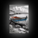 Rustic Boat Painting, Coastal Decor, Nautical Wall Art, Seascape Painting, Beach House Art, Gift Idea, Canvas Print, Wabi Sabi Art
